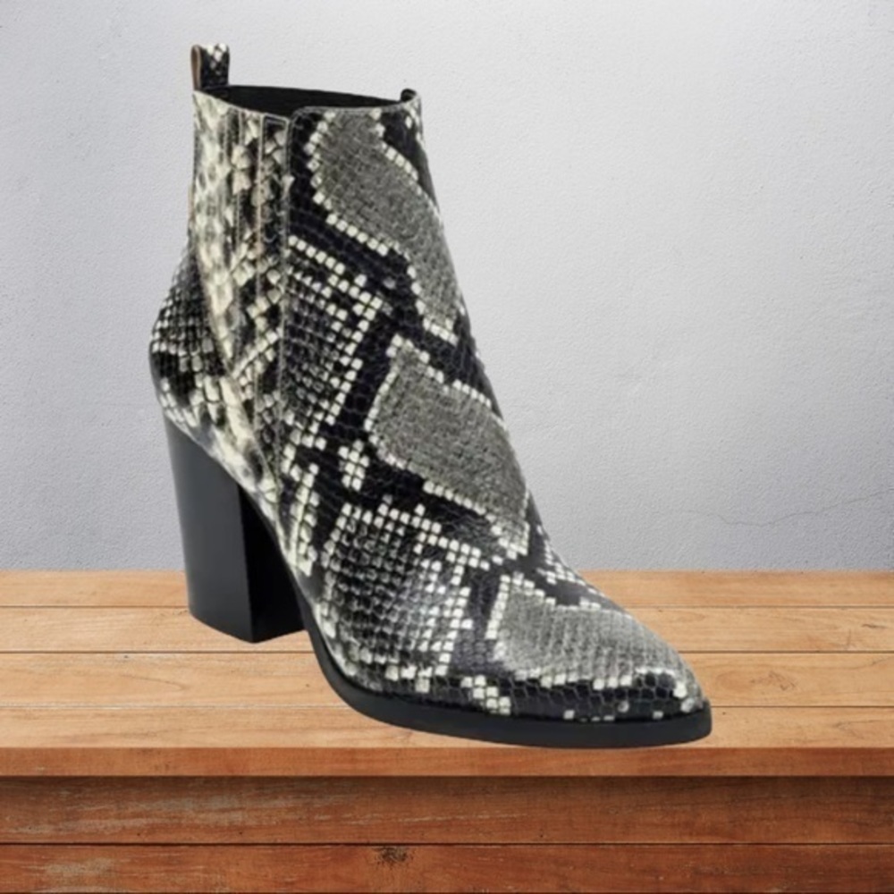 Marc Fisher Alva Bootie Dark Grey Snake Sk…
